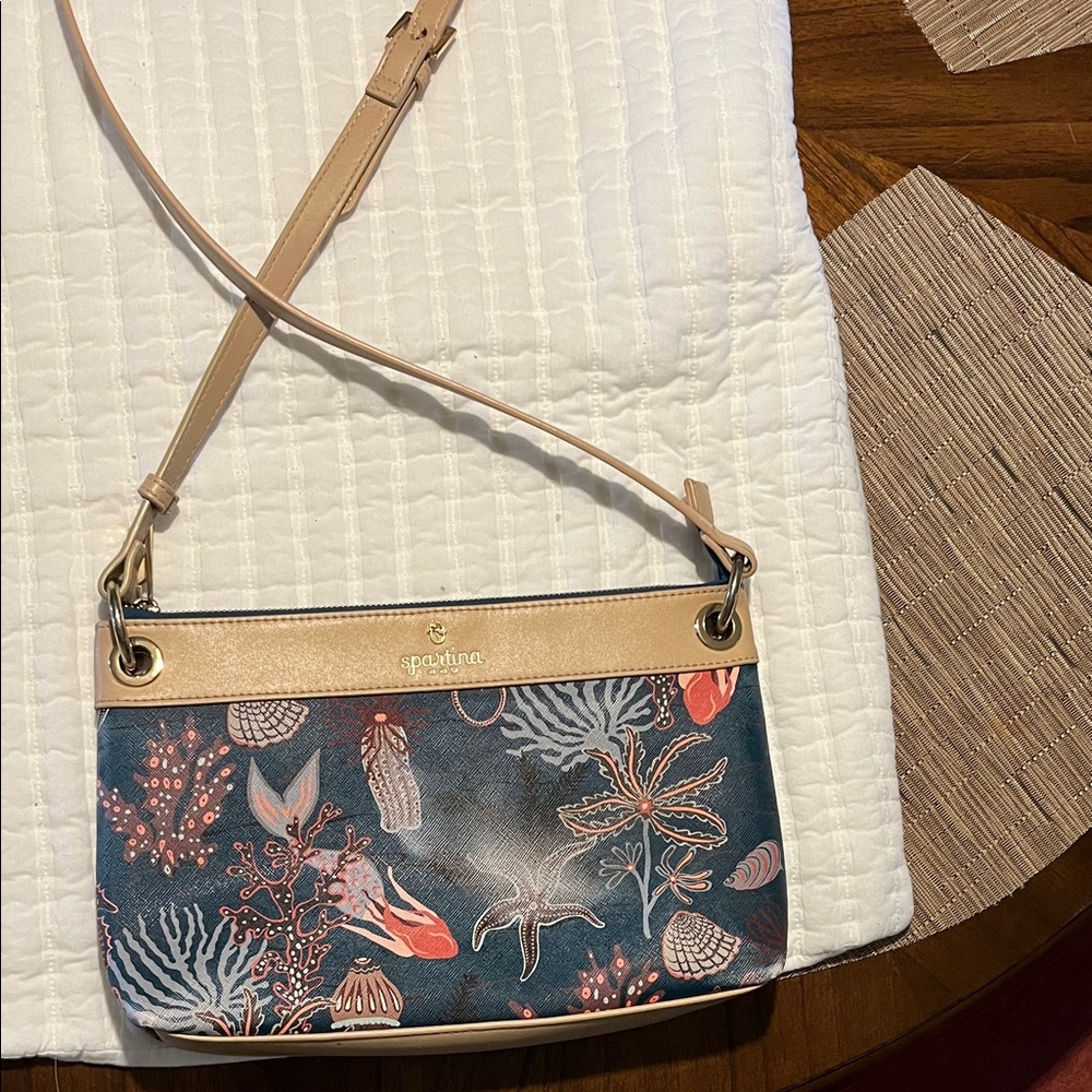 Spartina 449 Blue and Coral Floral Crossbody Bag